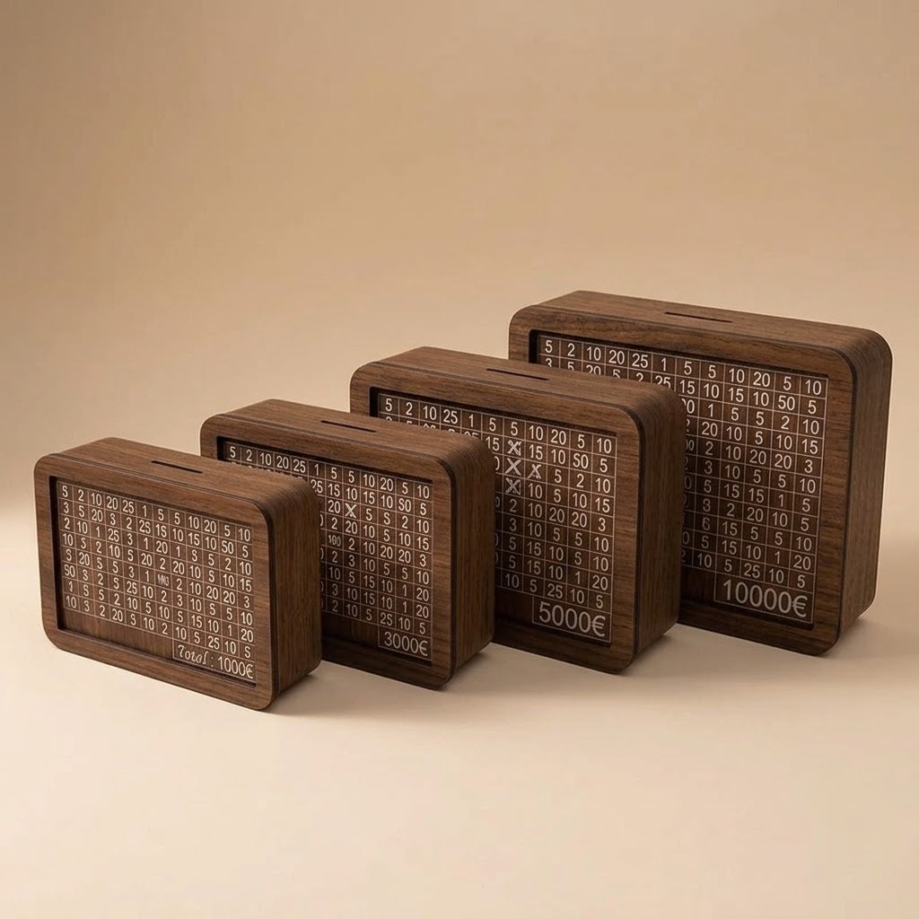 Tirelire en bois réutilisable
